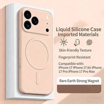 1 Stück einfarbiges matter Flüssigsilikon Handyhülle kompatibel mit iPhone 17 Pro Max Air 16 15 14 13 12 11 Pro Max Plus AirMagsafe Magnetische kabellose Ladehalterung Rückseite, Flüssigsilikon Handyhülle, Weihnachtsgeschenke