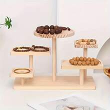 LOVEWE Multi-Tier Wooden Plant Stand (30cm*23cm) - Sturdy/Natural Wood, Small Potted Plants/Succulents, Home/Balcony/Office, Christmas/New Year Gift, Original Wood Color - 原木色 - 查看 10