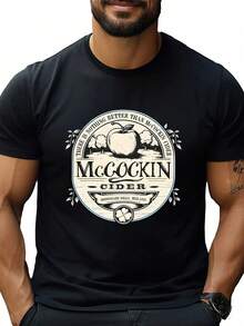 Camiseta temática de sidra McCockin para hombres, ajuste clásico, cómoda, de algodón, de manga corta, cuello redondo, inspirada en la marca de sidra irlandesa, esencial de ropa de calle de verano 220g - Negro - Ver 8