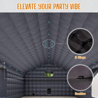 Large Black Inflatable Nightclub Tent For Adults Black Inflatable Night Club Gazebo With Pavilion Rest Area Side Doors & Logo Area Party Tent For Birthday Wedding Backyard Events Outdoor Event Shelter