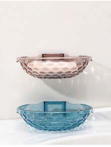 1pc Transparent Soap Dish, Bathroom Wall Mounted Soap Holder, No Drilling Required