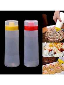 1pc 300ML Four-Hole Capped Squeeze Sauce Bottle Salad Bottle Sauce Bottle Oiler Sauce Dispenser Salad Dressing Seasoning Bottle - 1 - View 2