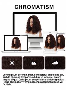 女士中长款水洗卷发假发，14英寸侧分假发，高密度耐热假发，适合日常、派对、嘉年华、音乐节等多种场合。 - 彩色 - 查看 9