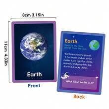 15Pcs Double Sided Solar System Flash Cards - Kids Planets & Space Educational English Learning Cards Preschool Astronomy Science Vocabulary Flashcards - Multicolor - View 4