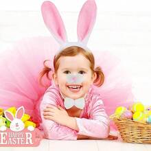 Set de Orejas de Conejo Nio Set de Accesorios para el Pelo con Orejas de Conejoncluye orejas, cola, Pajarita, Nariz, Falda Pequea, Adecuado para Nias y Mujeres, Disfraz de Conejito, Pascua. - inicial - Ver 5