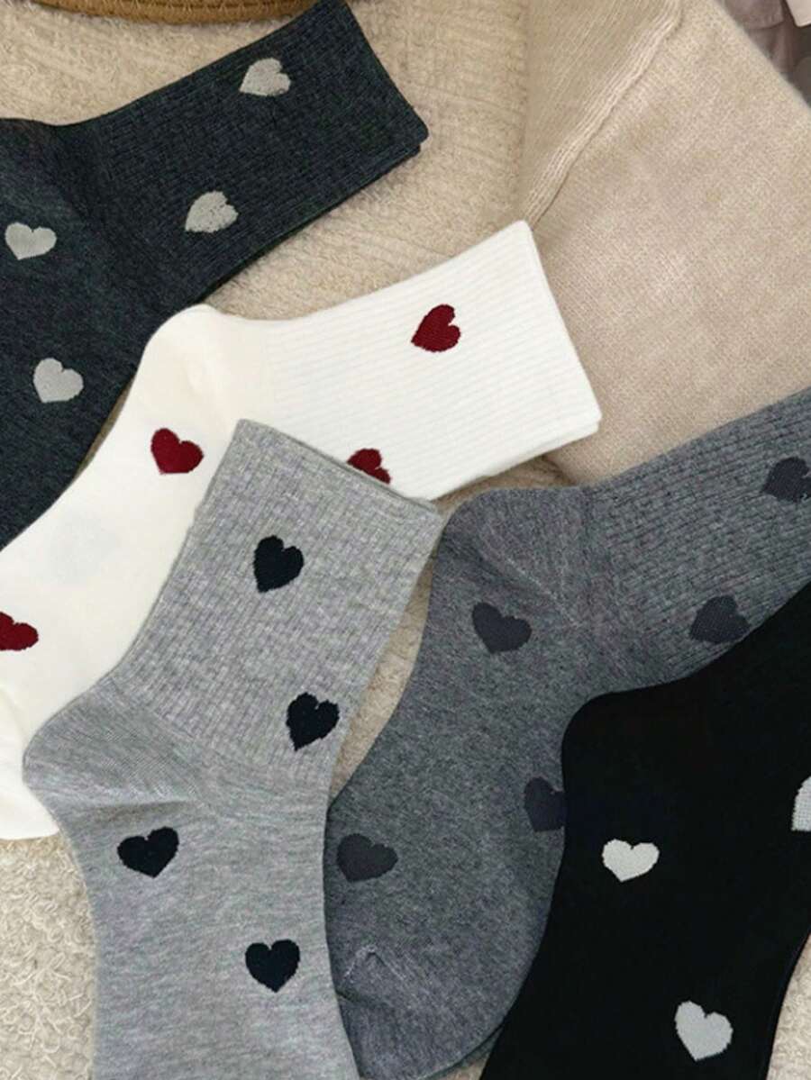 6双装女士随机混色舒适透气休闲过膝袜,可机洗优雅过膝袜 - 彩色 - 查看 1