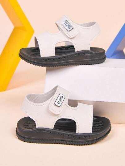 1 par de sandalias planas con diseño de , estilo lindo y unisex, con suela suave antideslizante, sandalias de dedo abiertas para niños, zapatos de playa de moda coreana, adecuados para el verano