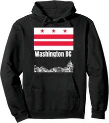Winter Clothes For Women Washington DC District Of  DC Souvenir Skyline Flag Pullover Hoodie - màu đen - Xem 5