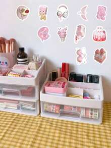 103 Stück Rosa Ästhetik Aufkleber Set, enthält süße Donut, Erdbeere und Retro Handy Muster, träumerische Aufkleber für Mädchen, geeignet für Tablet, Gepäck, Wanddekoration, Scrapbooking, Tagebuch, Laptop, Handy - Pink - Übersicht 8