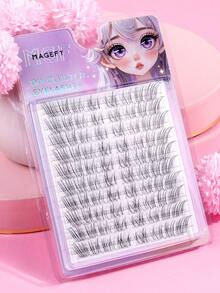 80片自然狐狸眼透明假睫毛，漫画风格假睫毛，动漫角色扮演尖刺假睫毛，DIY单根假睫毛，日式眼妆工具，簇状假睫毛，湿妆风格，适合日常旅行派对角色扮演 - CC - 查看 7
