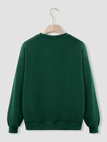 Tween-Jungen Sweatshirt Gr. 67# Schwarz/Dunkelgrün, Kinder Rundhals-Sweatshirt, Laser-Muster, locker-lässiger Schnitt, bequem & warm, geeignet für Herbst/Winter - dunkelgrün - Übersicht 2