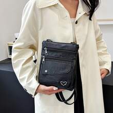 Weiche Damen Umhängetasche mit großem Smartphone-Fach - Lässige weiße Schultertasche für Reisen und den Alltag, Reißverschluss, Polyester-Futter, leichtes und stilvolles Design - Weiss - Übersicht 7