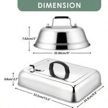 Leonyo - Juego de 2 cupula de fusion resistente para plancha cubierta rectangular de acero inoxidable de 13 pulgadas tapa de vapor para parrilla plana - 2 x 9 pulgadas redondo y 1 x 13 pulgadas rectangular - Ver 2