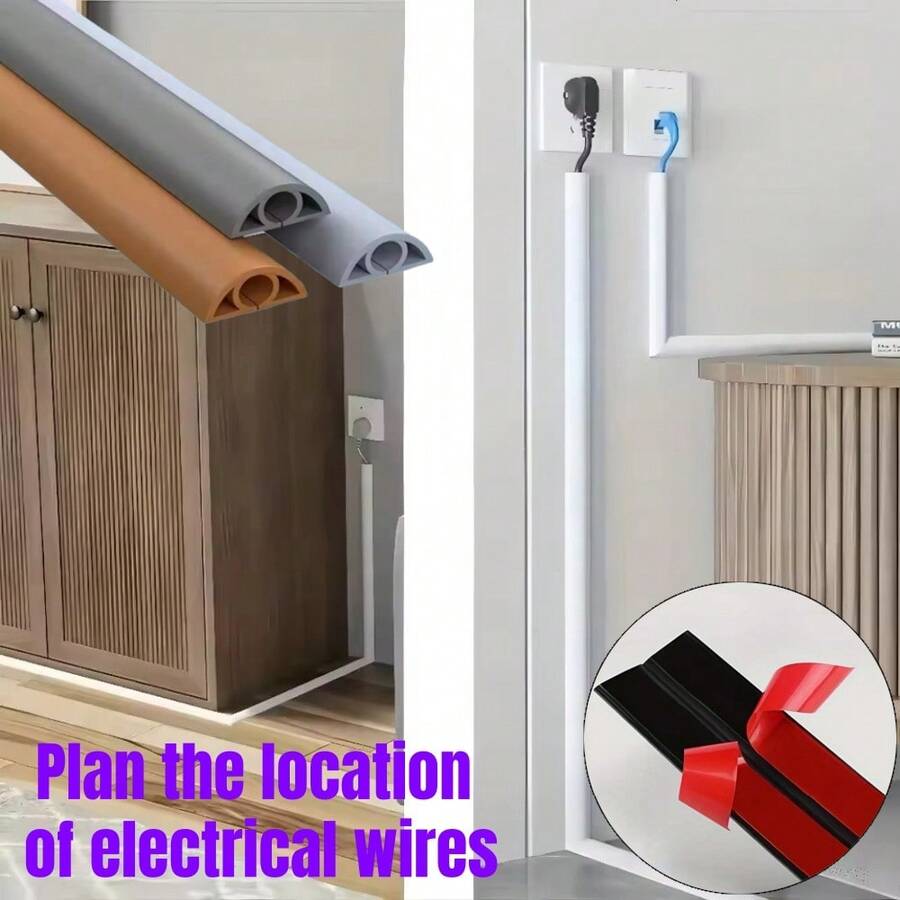 1pc 118.11in X 0.79in Self-Adhesive Cable Sleeve, Flexible PVC Cable Concealer For Wall-Mounted TV, Cable Management, Home Use