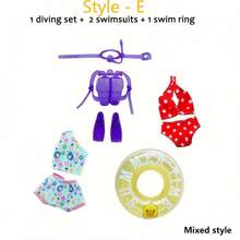 Juego de playa de muñeca de 11.5" y muñeco de 12" - Incluye traje de baño, pantalones de baño, zapatos de playa, disfraz de sirena, equipo de buceo y accesorios de playa | Regalo ideal para niños creativos - Múltiples opciones, diversos estilos, mezcla y combina a tu gusto. - Ver 13