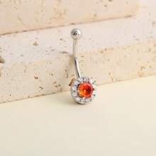 1 Piece Fashion Copper Inlaid  Belly Button Ring Personality  Belly Button Button Body Decoration Gold Belly Button Ring Jewelry - Style Fourteen: White Gold - View 4