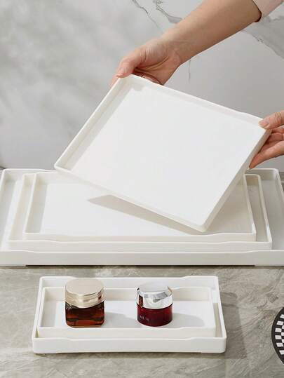 1pc/2pcs Minimalist Multi-Size Serving Trays For Home Kitchen Restaurant Decorative Storage Plates,Tray For Ramen Bowl Serving - Multi-Size Rectangular Food Platter,Multi-Size Serving Trays - Must-Have Kitchen Essentials For Dining & Storage,Multi-Size Serving Trays - Coffee Bar Essentials For Drink & Pastry Presentation