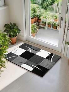 [HOT!!!] 1pc Soft Rubber Kitchen Mat, 3.5mm Thick Kitchen Rug, Black & White Crescent Design Luxury Minimalist Style Absorbent Kitchen Mat, Customizable Size, Surface Fabric, Middle Sponge Layer, Bottom Rubber Layer, Suitable For Kitchen Rugs, Kitchen Decor, Wedding Decor, Home Decor, Bathroom Mats, Entryway Mats, Laundry Room Mats, Hallway Rugs, Living Room Mats, Etc. - Multicolor - View 6