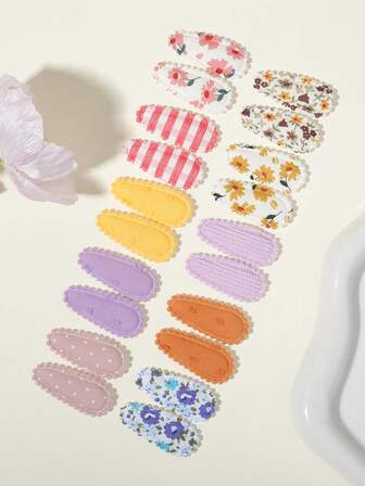 20pcs Fabric Mini Hair Clips For Babies, Solid Color Adorable Children's Hair Accessories For Bangs, For Daily