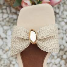 Women's Summer New Fashion Versatile Square Toe Flat Sandals, Beach Slippers, Comfortable Outdoor Beige Shoes - Beige - View 6