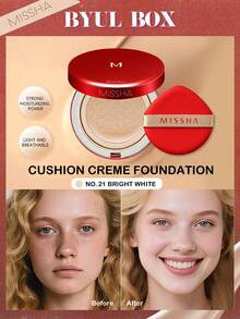 MISSHA Glamour Cushion LSF45 PA+++ | Moisture Fit Foundation, langanhaltend | Koreanisches Cushion Make-up für einen natürlichen Glow & pflegende Hautpflege