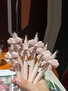 6pcs Valentine's Day Bow-Knot Ballpoint Pens, Cute Pink Bowknot Design Retractable Pens, Party Favors & Gifts