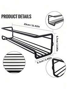 这款黑色金属调料架无需钻孔即可直接安装在墙上，节省空间，可容纳 6-8 个调料杯，方便您在橱柜门或墙上收纳调料。它坚固耐用，最大承重 10 公斤，是厨房、浴室、圣诞节、复活节等各种场合的理想之选。 - 彩色 - 查看 4