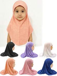 1pc Girls 2-6 Years Old Spring/Summer Cute Floral Jacquard Headband, Neck Scarf, Shawl, Turban, Stretchy Bandana, Soft Modal Headwrap - 1PC - View 1