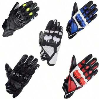 Guantes de carreras Motocross Motocicleta Guantes cortos Negro/Rojo Guantes de motocicleta de cuero
