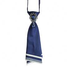 Korean Style Tassel Rhinestone Tie For Women, College Style Korean Version Tassel Rhinestone Short Tie, Fashionable Versatile JK Shirt DK Tie With Rhinestones, Lazy Tie For Men And Women, Couple Style, Suitable For All Seasons - Rượu vang đỏ E-Wine - Xem 5