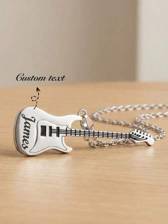 Collar personalizado con colgante de guitarra, collar con colgante de guitarra personalizado con nombre grabado, regalo de cumpleaños para el novio, regalo para el padre, regalo para el guitarrista, regalo conmemorativo para entusiastas de la música, regalo de Año Nuevo, regalo del Día de San Valentín