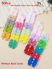 50/100 Pcs Colorful Boutique Grosgrain Ribbon Pinwheel Hair Bows, Cute Bow Hair Clips Hairpins Hair Barrette Hair Accessories In Pair For Birthday Gifts And Daily Use - Multicolor - View 9