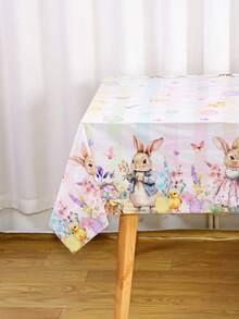 1 khăn trải bàn Phục Sinh, họa tiết thỏ nhiều màu sắc, trứng Phục Sinh và hoa, kích thước 130*220cm, khăn trải bàn hình chữ nhật bằng nhựa dùng một lần, thích hợp cho dã ngoại Phục Sinh, nhà bếp, phòng ăn, tiệc tùng, trang trí mùa xuân. - Nhiều màu - Xem 5