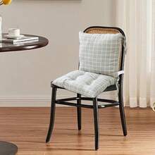 YQQ Colchón Para Silla Exterior Cojines de silla al aire libre de 2 piezas almohadillas silla baja a cuadros grises con corbatas almohadillas asiento en espesas suaves2179 - como en la foto - Ver 4