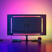 Retroiluminación LED para PC y , tira de luz LED sincronizada con visualización de color/música, barra de luz de computadora detrás de la visualización, LED para juegos de computadora - 4 lados de 32 pulgadas - Ver 11