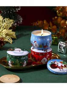Christmas Themed Scented Candle Jar, Holiday Atmosphere Decorative Fragrance, Creative Gift Home Decor Christmas Decorations Room Decor, Christmas Gifts - Multicolor - View 4