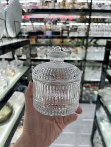 1 Stück transparenter Glas-Aufbewahrungsbehälter, mit Deckel für staubdichte Funktion, kronenförmige Schmuckaufbewahrungsbox zum Aufbewahren von Ringen und Halsketten, Duftkerzenhalter-Behälter, Kronendesign, aus Glas. - Verschiedenfarbig - Übersicht 3