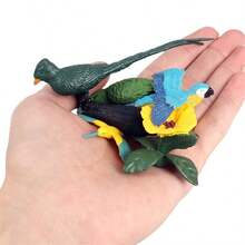 10 件/套逼真的塑料实心野生鸟类动物玩具，包括绿鹦鹉、金刚鹦鹉、长尾小鹦鹉、玄凤鹦鹉、巨嘴鸟、猫头鹰、蜂鸟、火烈鸟、白鹭，可用于儿童早期教育和认知，适合作为圣诞节和生日礼物 - 彩色 - 查看 5
