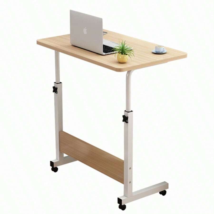 Escritorio Móvil Compacto, Diseño en Forma de "C", Extensible, Idel Para Laptop, Lectura, Ocio, Estudio, Acero Inoxidable, Mesa de Fibra de Madera, Para Habitación, Oficina, Sala, Taller, Diseño Moderno - Café - Ver 1