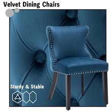 WAHSON OFFICE CHAIRS 2PCS Wahson Velvet Dining Chairs, Solid Wood Chair Chairs Chair For Restaurant - 藍色 - 查看 5