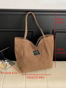 1 chiếc túi xách tay gấp gọn tối giản, chất liệu nhung kẻ trơn, dung tích lớn, thích hợp cho cả nam và nữ sử dụng hàng ngày. - Màu Mù tạt vàng - Xem 2