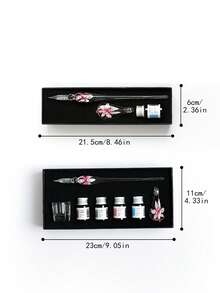 花朵玻璃蘸水笔，学生绘画书法文具，水晶玻璃笔，送朋友的礼品套装，学校奖品