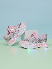 1双时尚LED发光透气网面运动鞋，男女童皆宜 - 休闲、减震、四季皆宜防滑户外跑步和步行鞋 - 粉色 - 查看 4