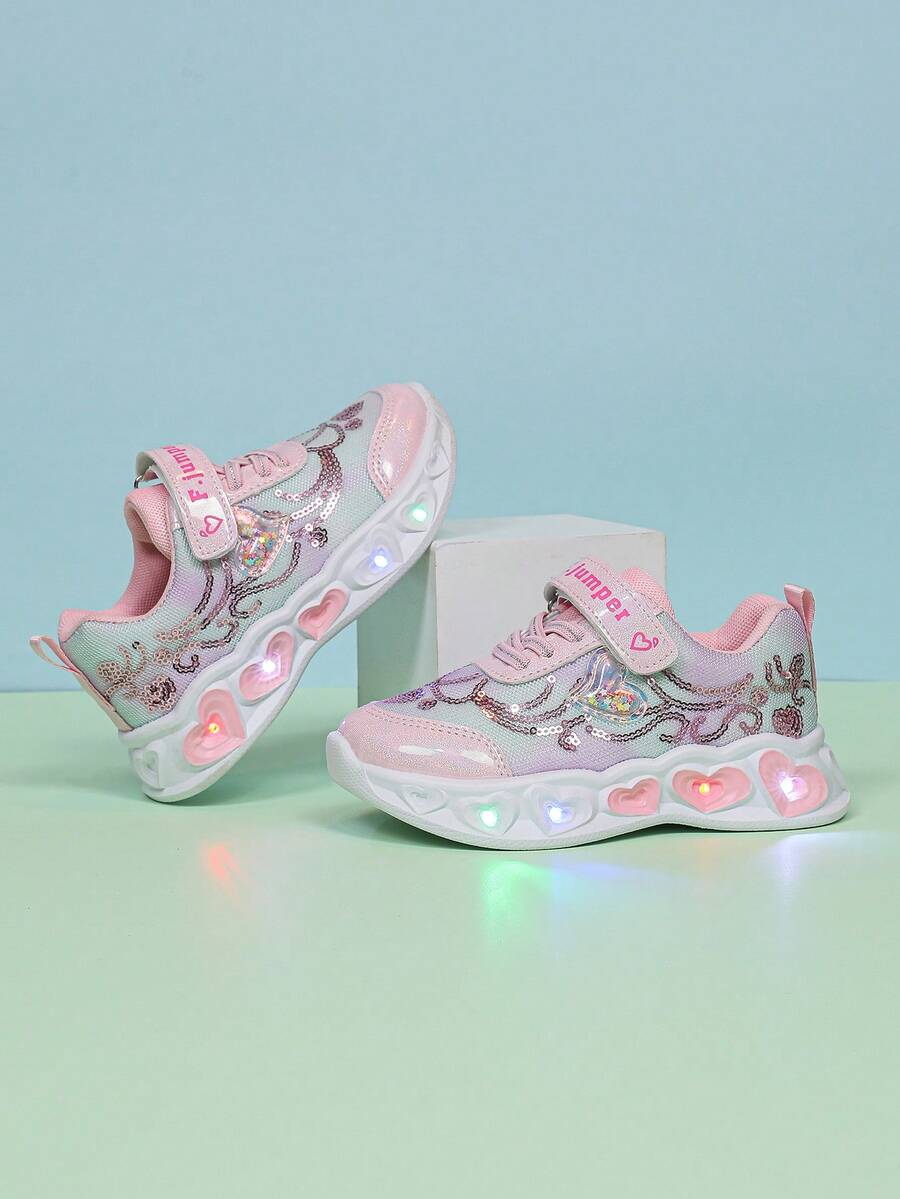 1双时尚LED发光透气网面运动鞋,男女童皆宜 - 休闲、减震、四季皆宜防滑户外跑步和步行鞋 - 粉色 - 查看 1