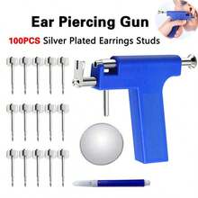 Reusable Ear Piercing Gun With 100pcs Silver Plated Earrings Stud-Professional Ear Piercing Kit