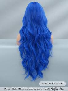 AKAKO Tóc giả dài 28 inch, màu xanh Aurora, kiểu gợn sóng, có mái rẽ ngôi, chất liệu sợi tổng hợp chịu nhiệt cao cấp, kiểu gợn sóng xoăn, thích hợp cho nữ sử dụng hàng ngày, dự tiệc hóa trang, lễ hội âm nhạc và lễ hội Carnival. - Màu xanh lam - Xem 3