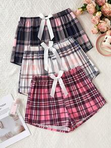 Bộ 3 quần short kẻ caro cho nữ. - Nhiều màu - Xem 3