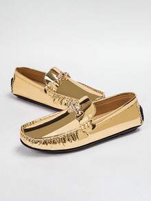 2026Men's Loafers, Casual Driving Shoes, Soft Leather, Soft Sole, Versatile Slip-On Shoes, Comfortable And Easy-To-Match Flat Shoes - Vàng - Xem 2