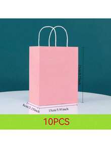 10个粉色礼品袋 - 适用于情人节、生日、婚礼及各种场合 | 可重复使用的购物外卖袋，带提手 (5.9英寸*8.2英寸) - 彩色 - 查看 17
