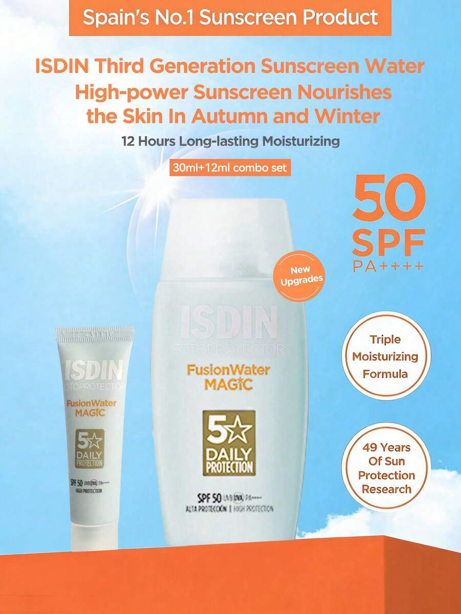 ISDIN怡思丁第三代水感清爽不油腻面部防晒霜 - 藍色經典款-30ml+12ml - 查看 1